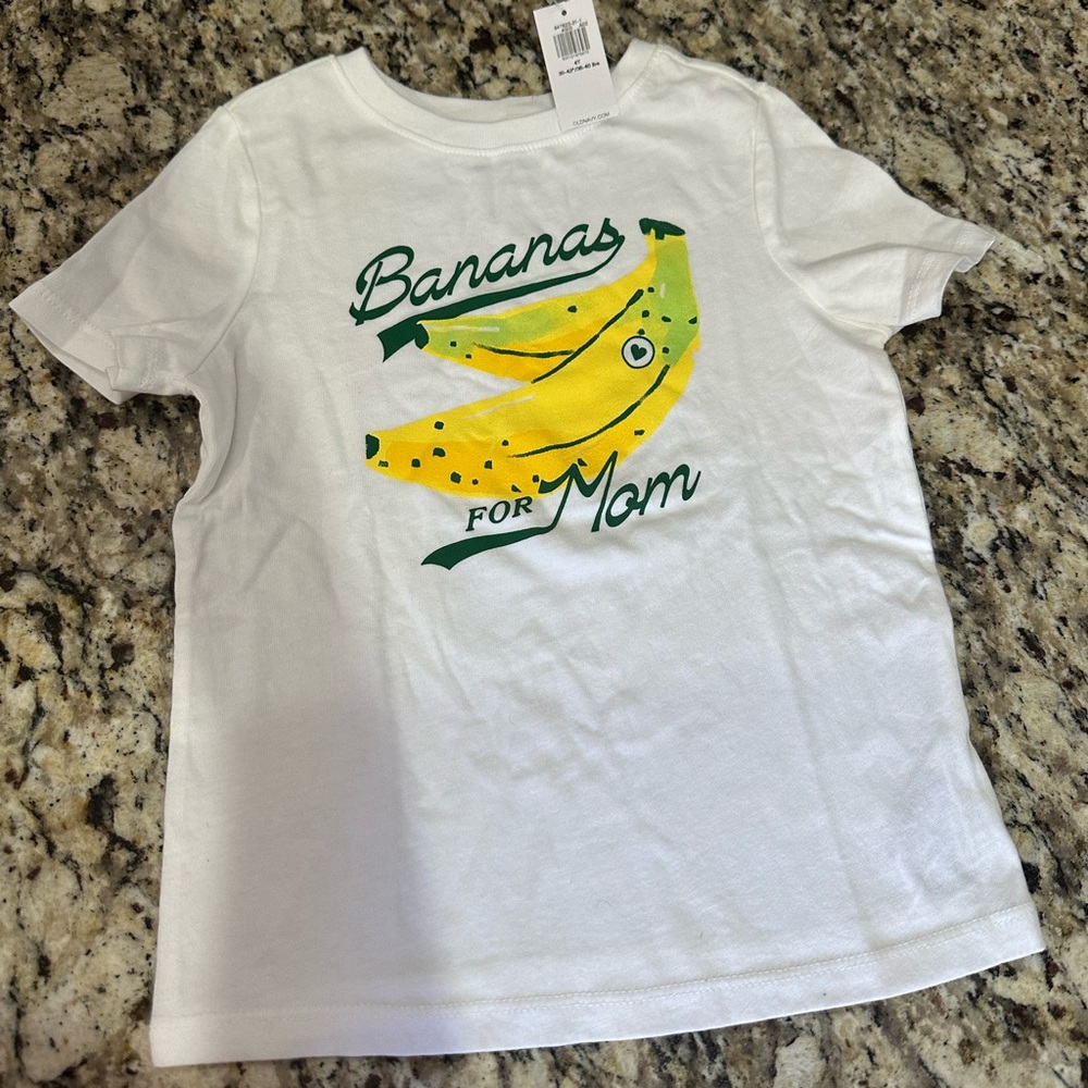 Old Navy White Kids Tee with Yellow Banana Graphic and Green Script